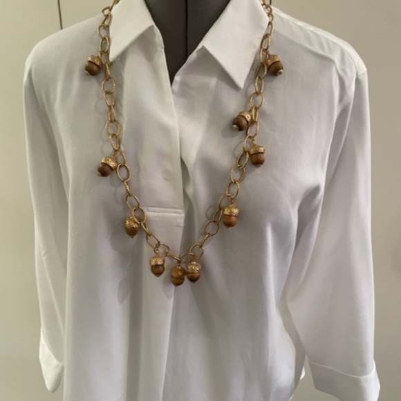 J Crew Vintage Acorn Necklace - Picture 1 of 9